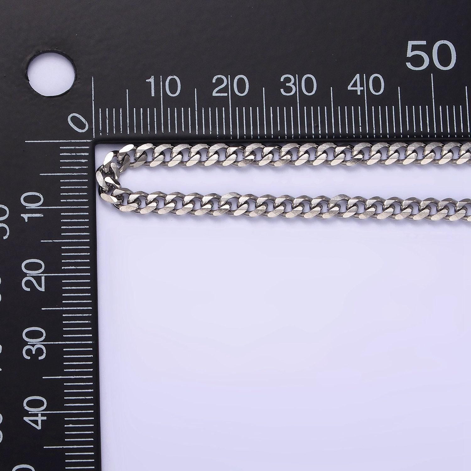 Stainless steel 3.4 mm curb chain | silver curb necklace | steel curb chain | men's stainless steel chain | tarnish resistant wa2147~wa2150