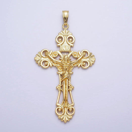 Big 24k gold filled cross charm 72mm x 38.4mm cross pendant large cross pendant for necklace statement religious jewelry aa208