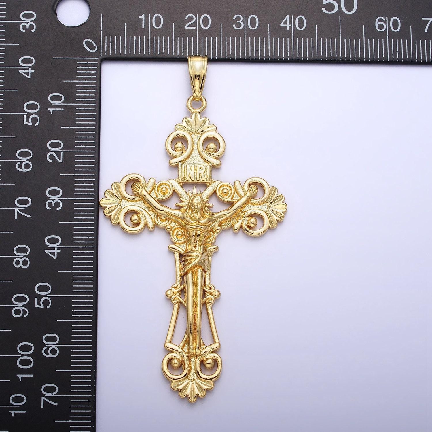 Big 24k gold filled cross charm 72mm x 38.4mm cross pendant large cross pendant for necklace statement religious jewelry aa208