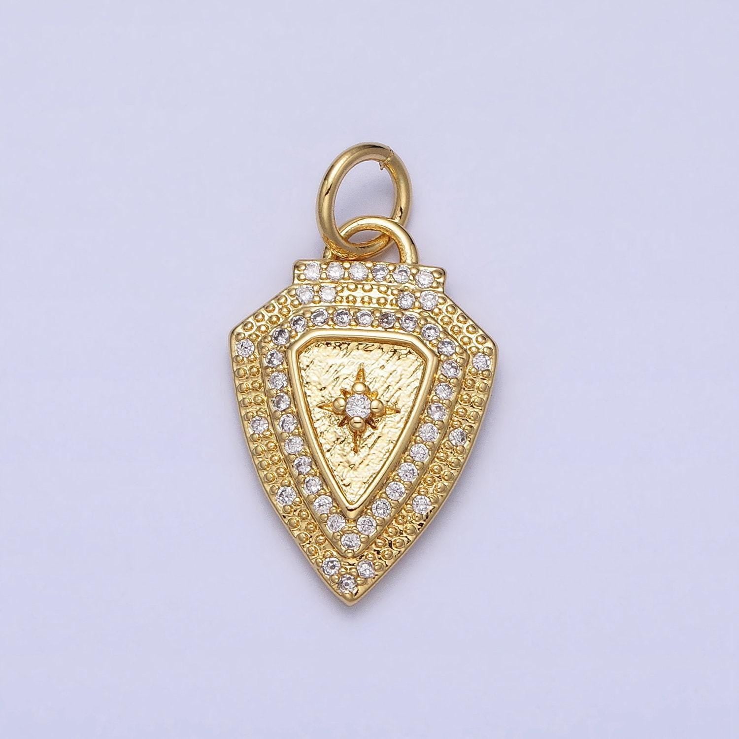 Mini gold plated shield charm cubic north star charm for necklace bracelet earring component ac374