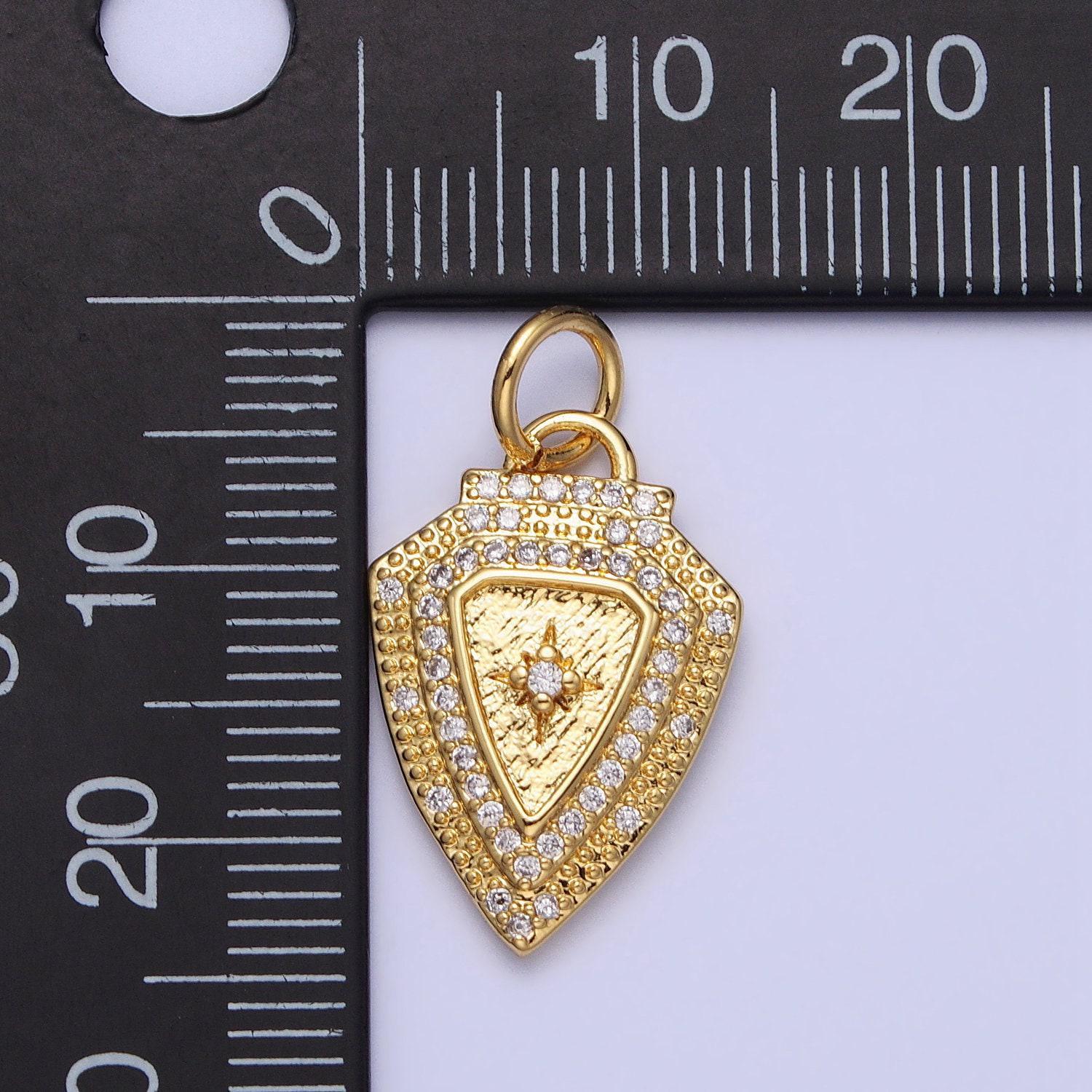 Mini gold plated shield charm cubic north star charm for necklace bracelet earring component ac374