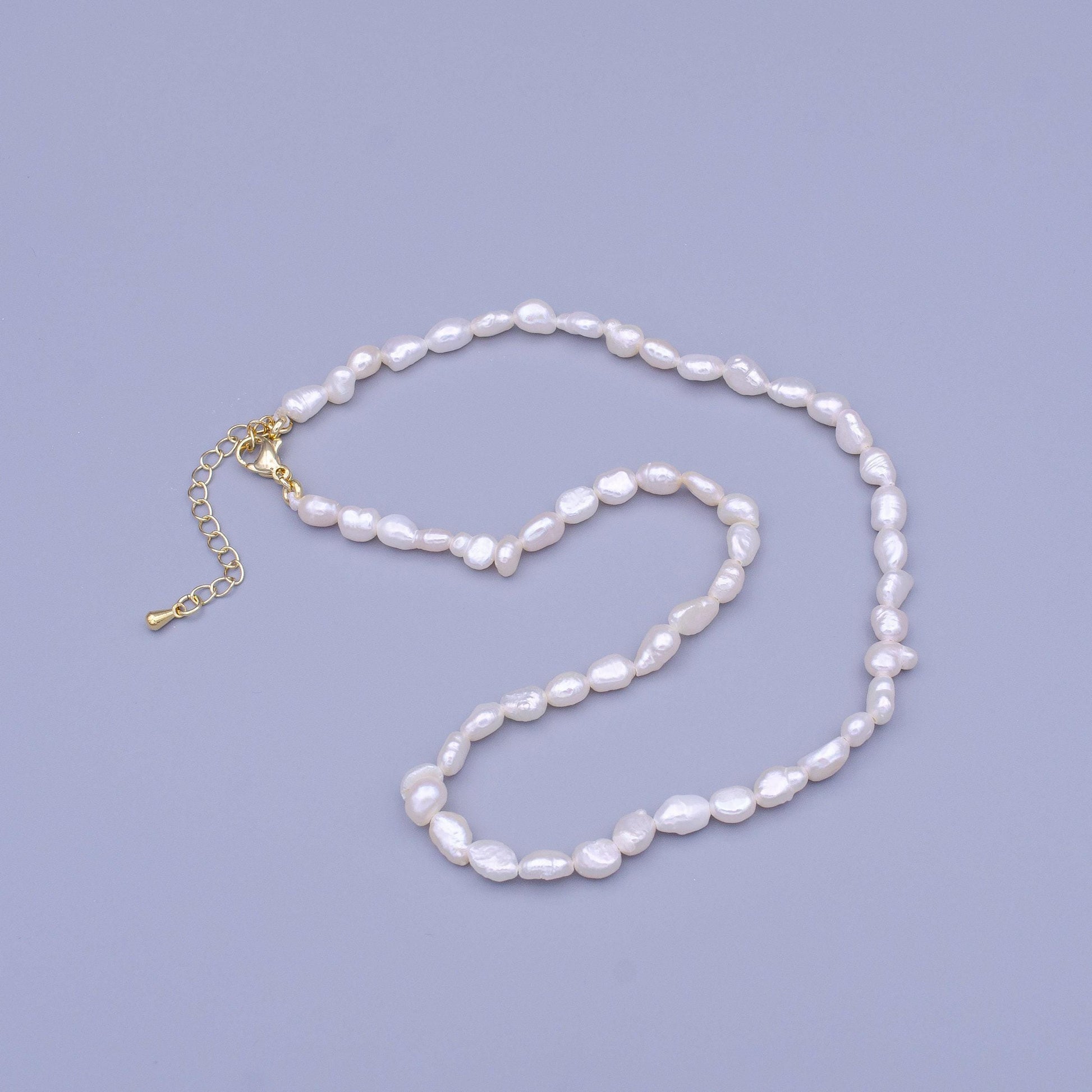 Dainty pearl necklace 5mm rice pearl choker beaded necklace tiny seed pearl layering necklace for her wedding jewelry christmas gift wa1449