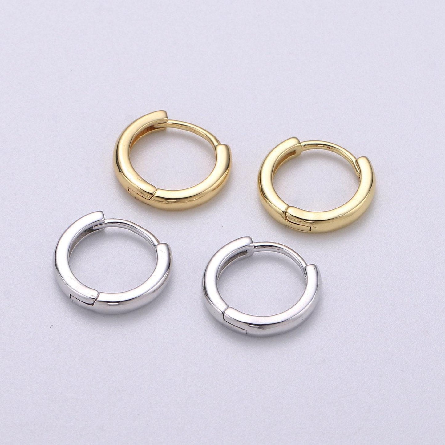 15.6mm huggie earrings, 24k gold hoops, white hoops, huggie hoop earring, hoop earrings, round loops,q-186, q-224 , q-186