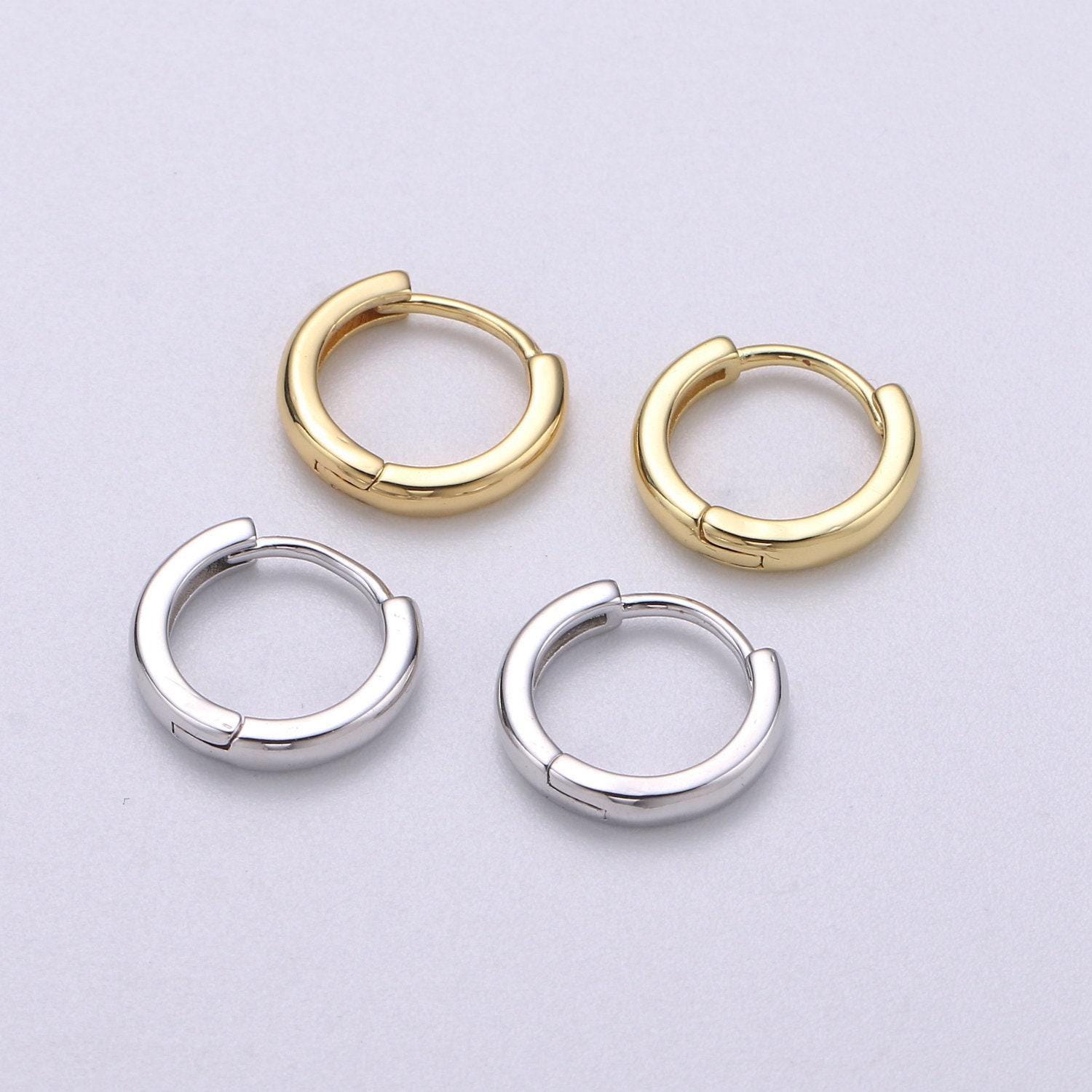 15.6mm huggie earrings, 24k gold hoops, white hoops, huggie hoop earring, hoop earrings, round loops,q-186, q-224 , q-186