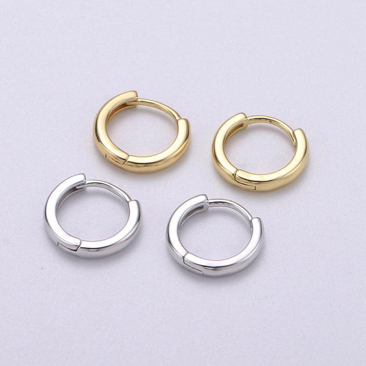 15.6mm huggie earrings, 24k gold hoops, white hoops, huggie hoop earring, hoop earrings, round loops,q-186, q-224 , q-186