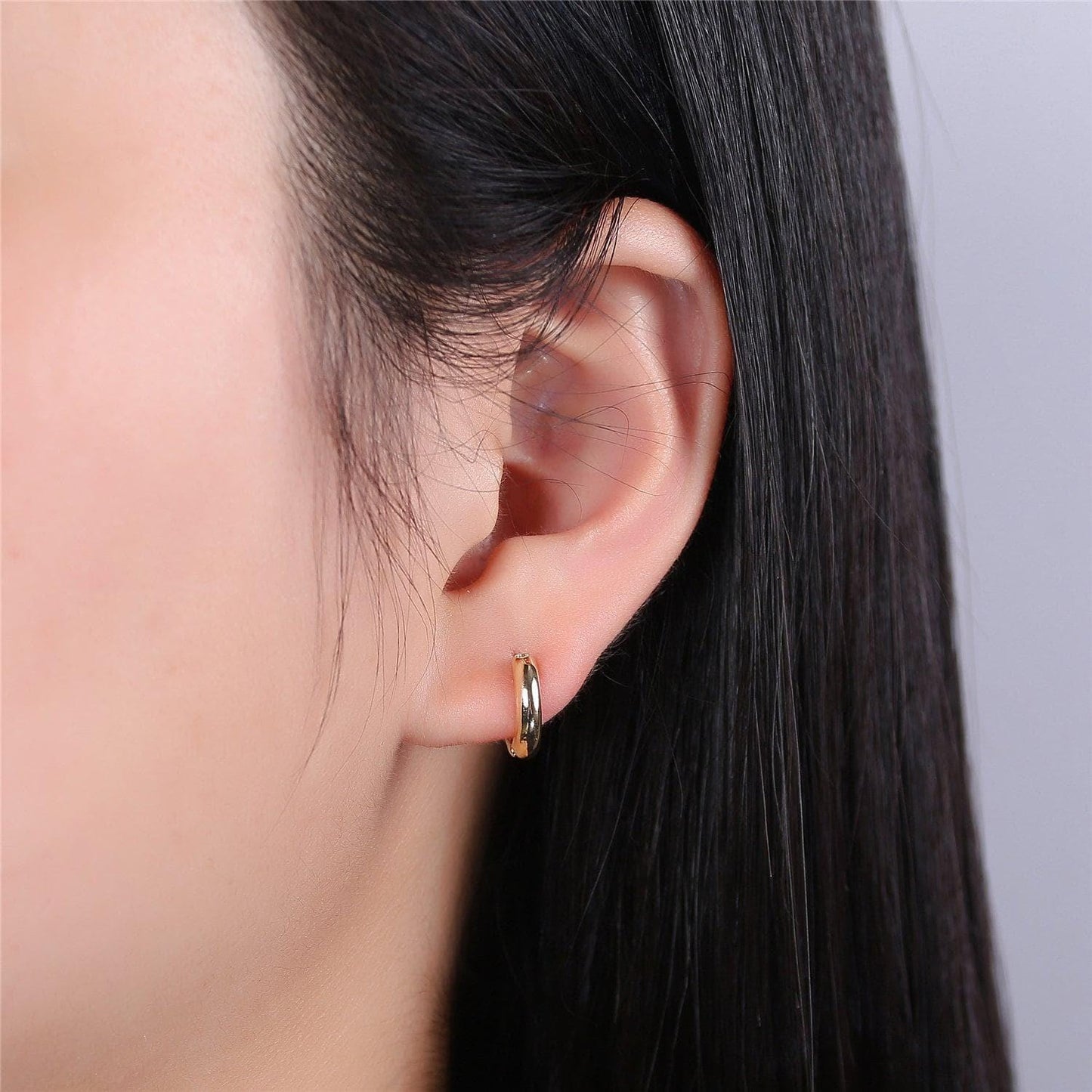 1 pair round one touch earring, hypoallergenic round hoop jewelry earring in gold filled 12mm huggie earring t-280