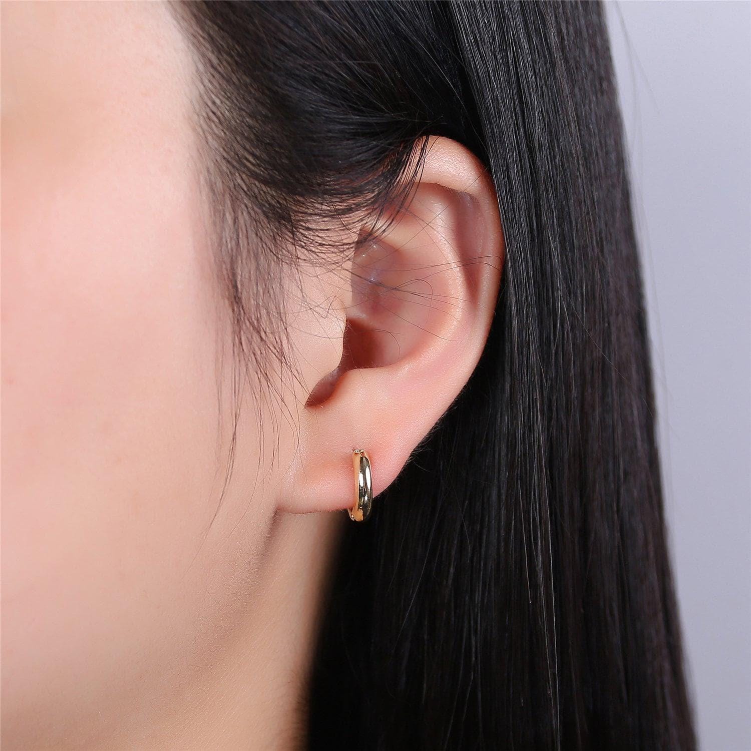 1 pair round one touch earring, hypoallergenic round hoop jewelry earring in gold filled 12mm huggie earring t-280