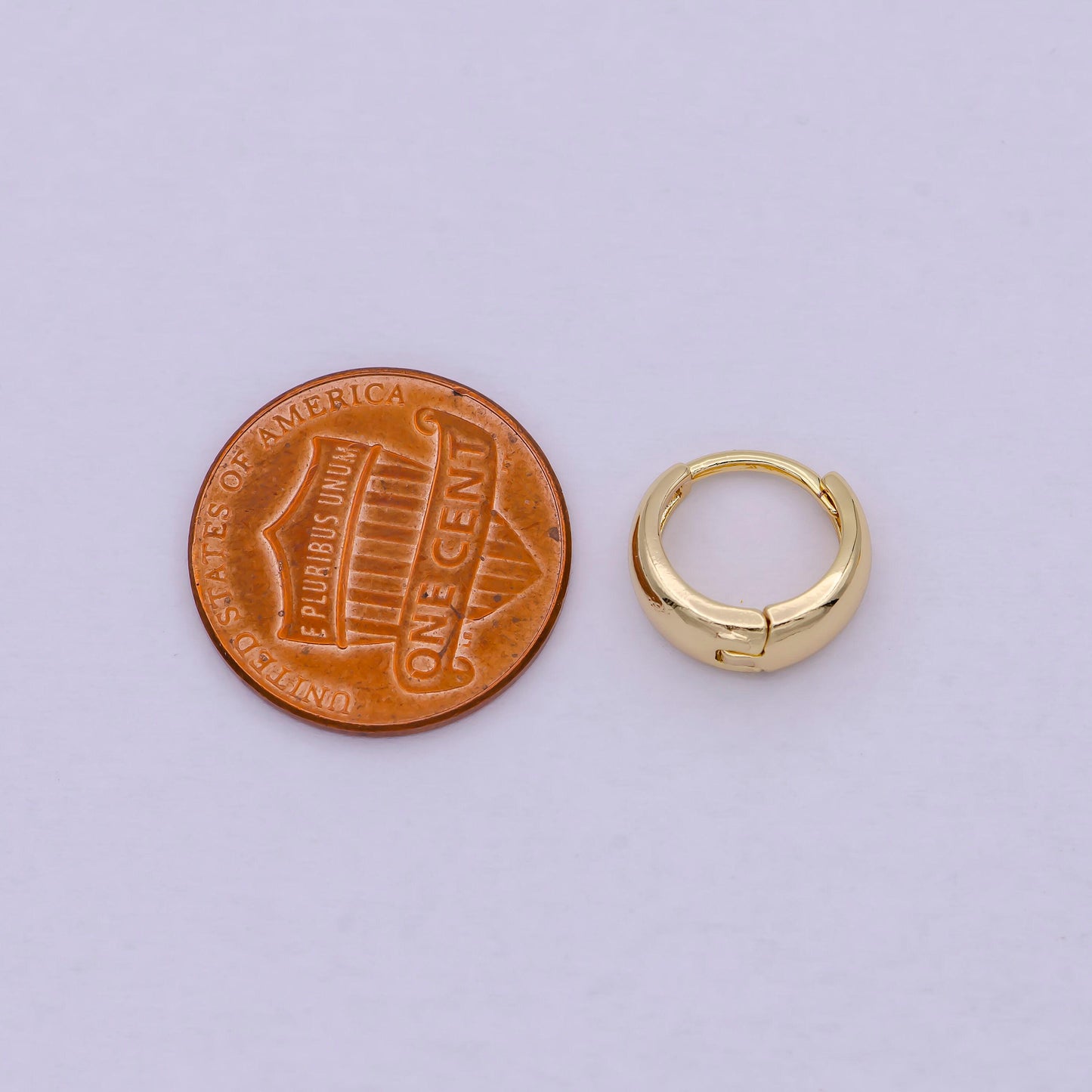 1 pair round one touch earring, hypoallergenic round hoop jewelry earring in gold filled 12mm huggie earring t-280