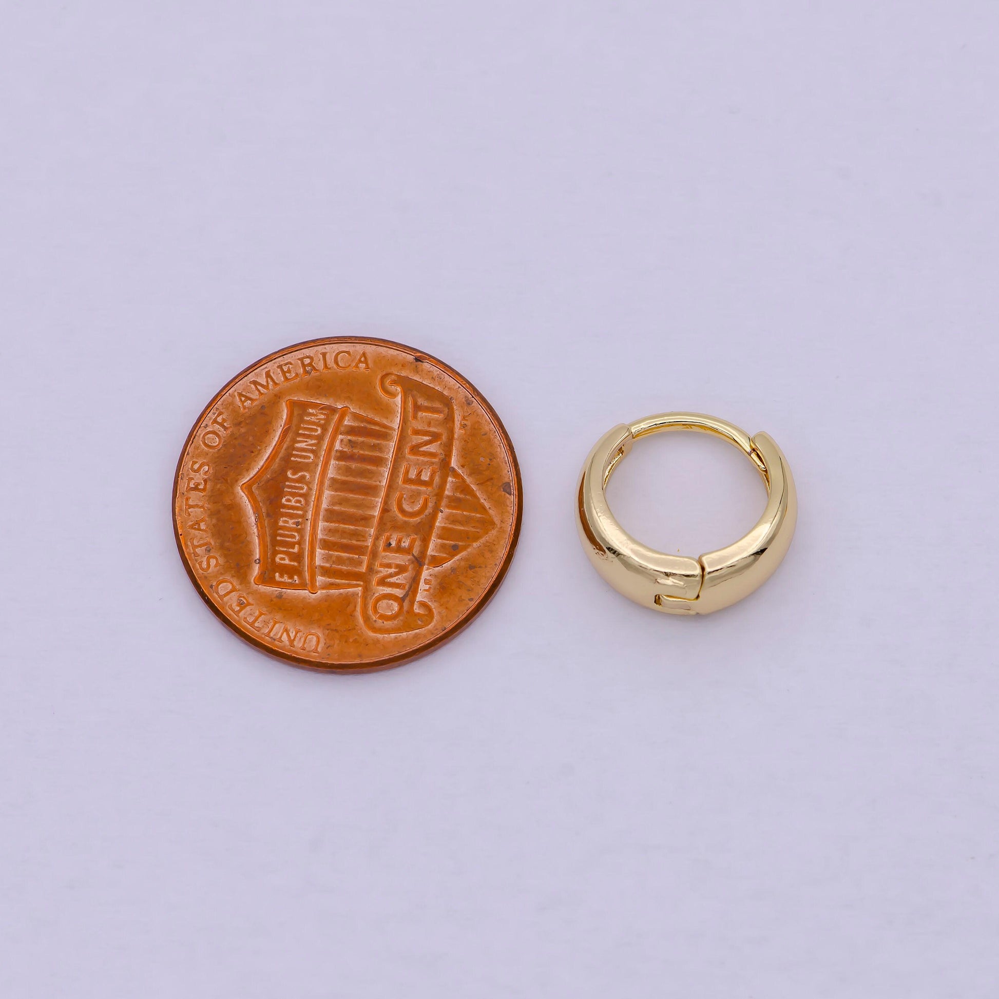 1 pair round one touch earring, hypoallergenic round hoop jewelry earring in gold filled 12mm huggie earring t-280