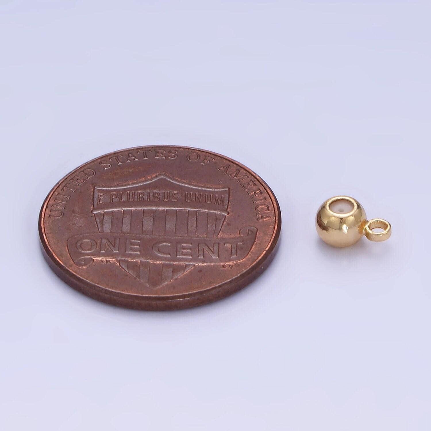 24k gold filled round silicone beads w/ closed ring gold tone smart beads w/ silicone, gold round stopper beads 4mm l-084