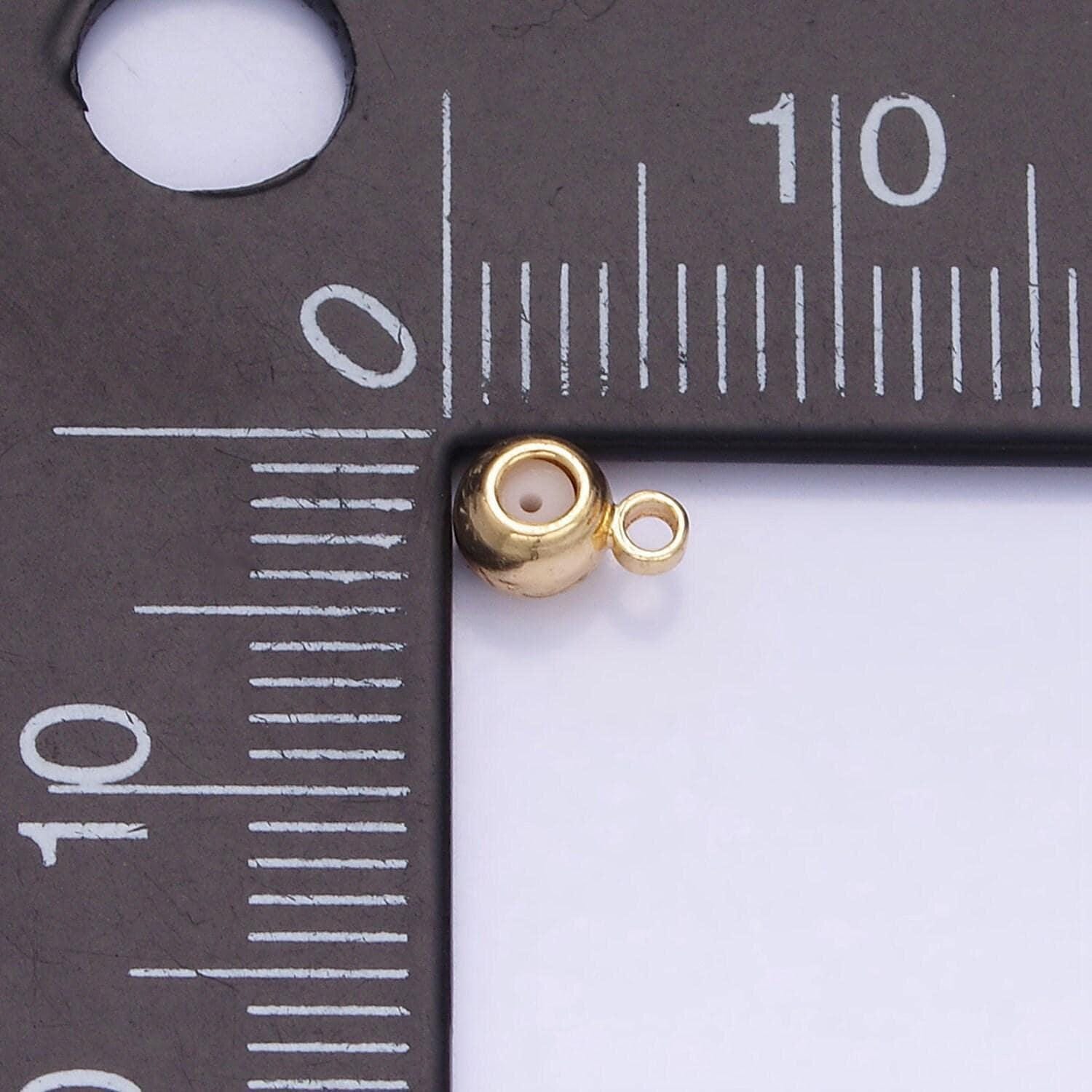 24k gold filled round silicone beads w/ closed ring gold tone smart beads w/ silicone, gold round stopper beads 4mm l-084