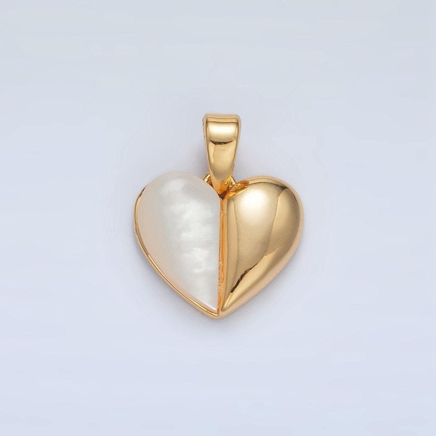 Gold filled 11mm half shell pearl & plain heart pendant | aa-1517