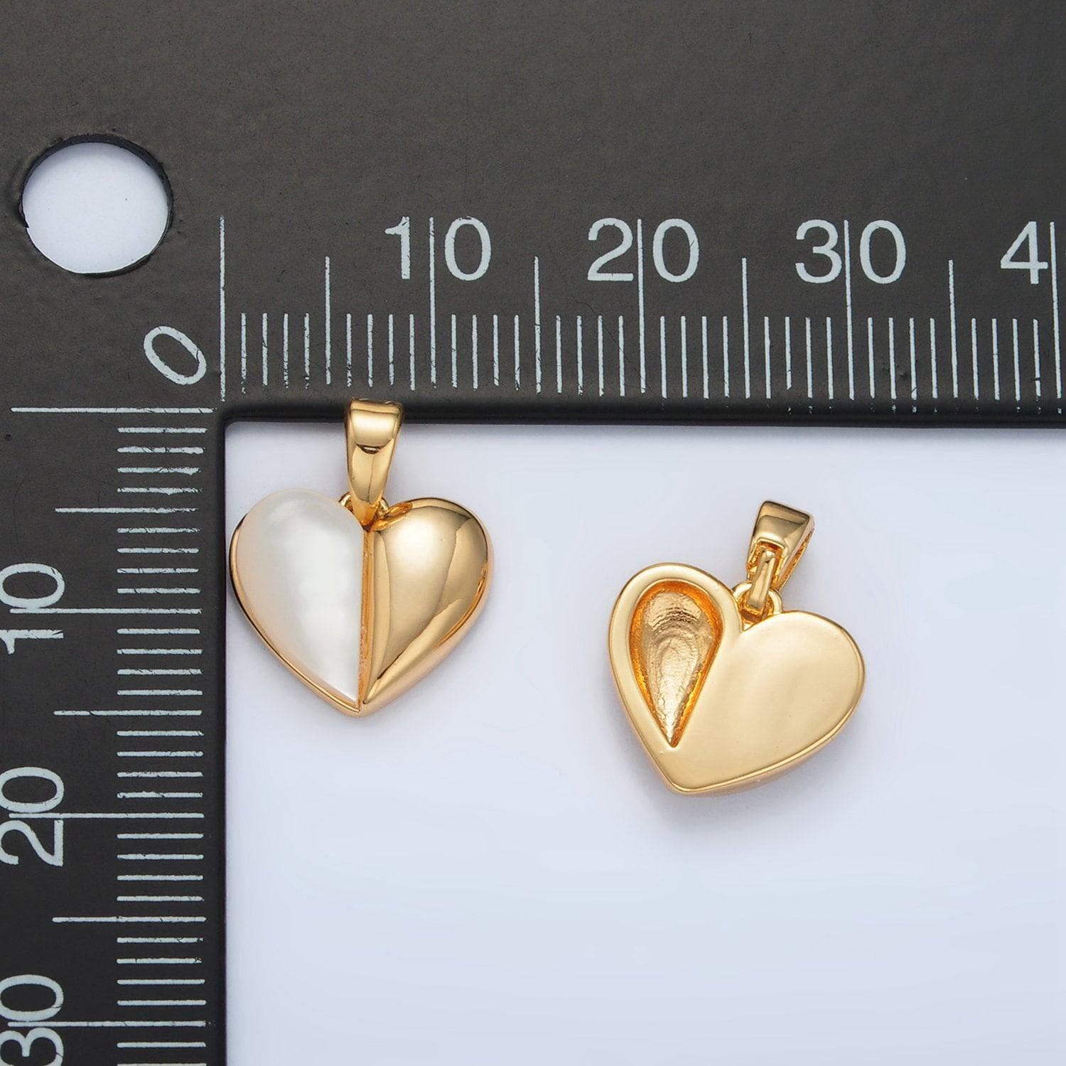 Gold filled 11mm half shell pearl & plain heart pendant | aa-1517