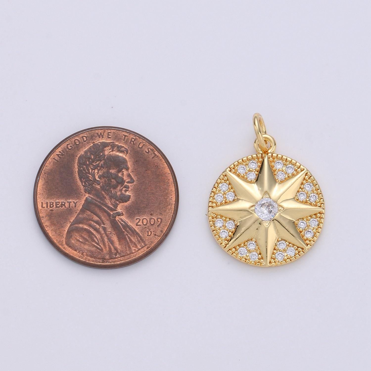 Dainty gold north star charm, starburst gold pendant, dainty minimalist jewelry making in 24k gold findings