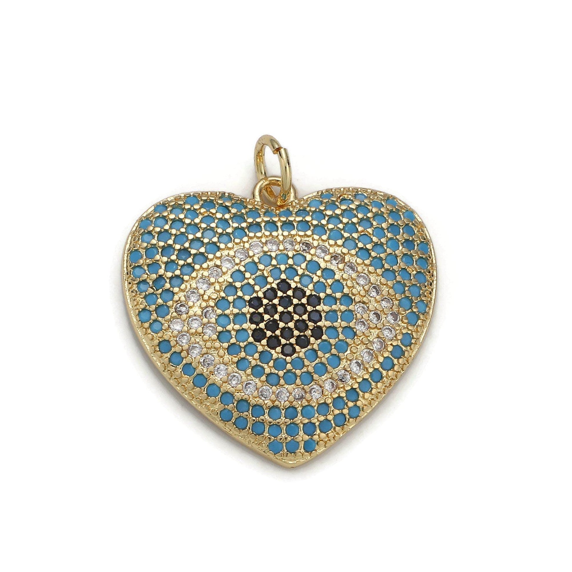 1pc 24k gold micro pave cz heart pendant charm, eye in heart micro pave cz pendant charm, pendant, for diy jewelry-1061