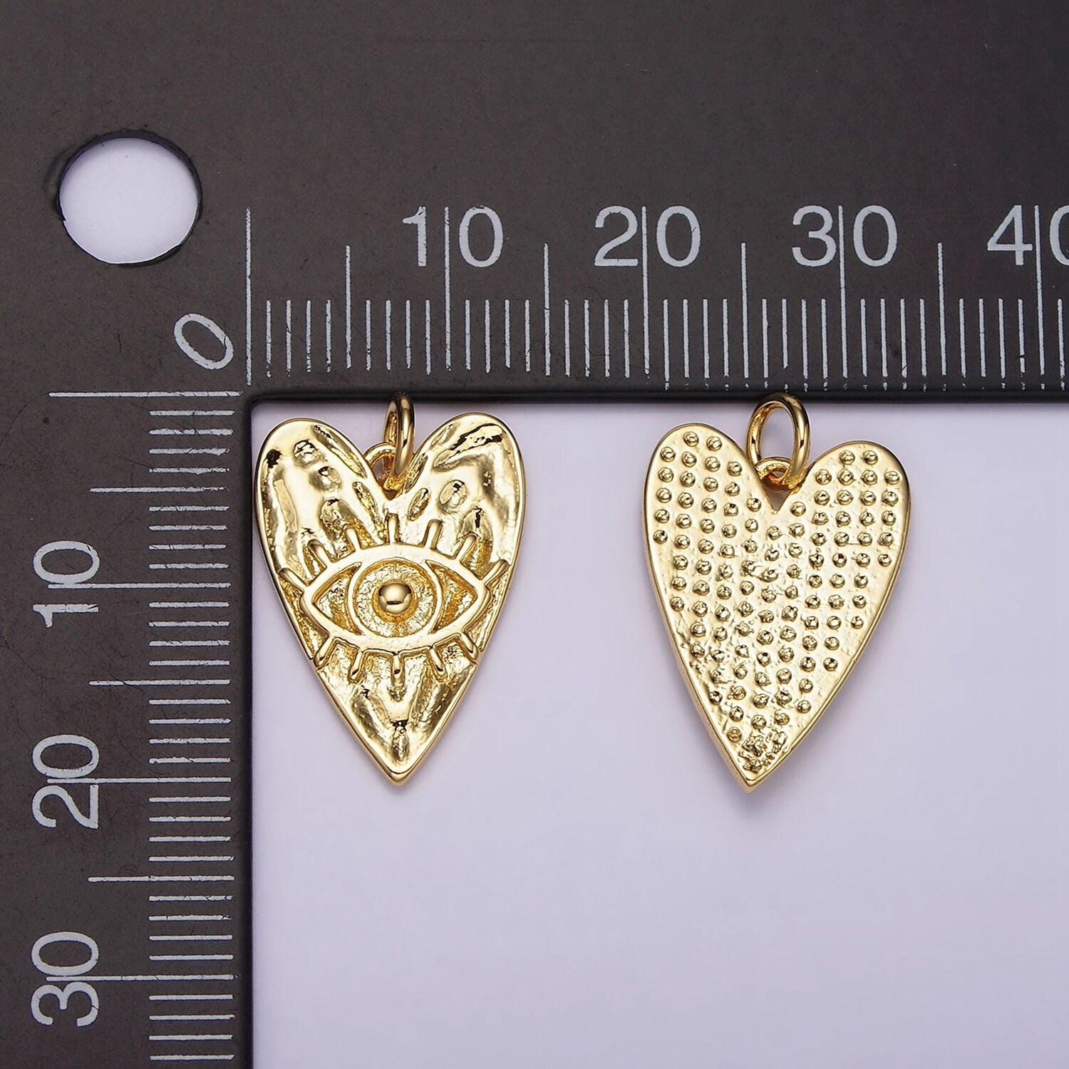Dainty gold evil eye charm rustic heart shaped charm greek eye of ra pendant for necklace bracelet component ac910