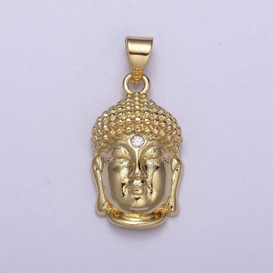 Buddha head gold pendant necklace charm h-129