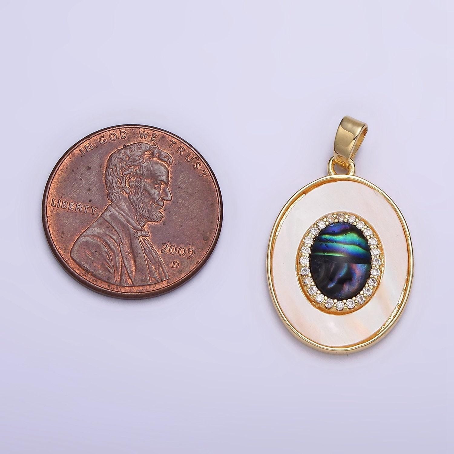 16k gold filled white shell pearl oval abalone charm geometric jewelry inspired wedding dangle charm | aa567