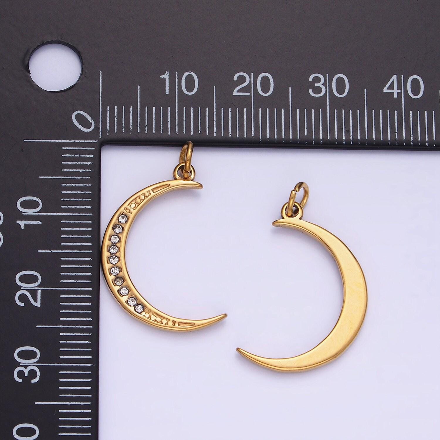 Dainty moon charm, micro pave cz small crescent moon charms, dainty pave moon charm, dangle charms for jewelry supply p-1377