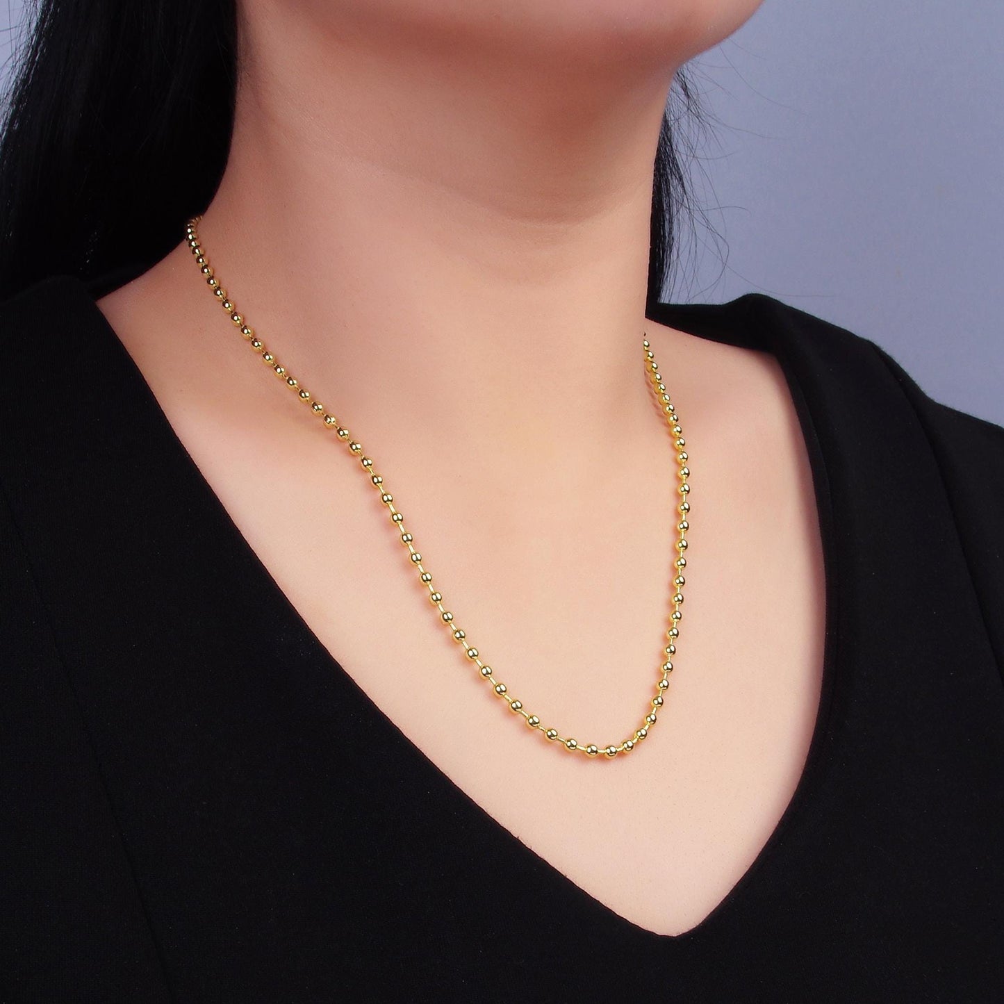 14k gold filled 3.1mm round bead 20 inch chain necklace in gold Ready to wear necklace for jewelry making supply WA-2741