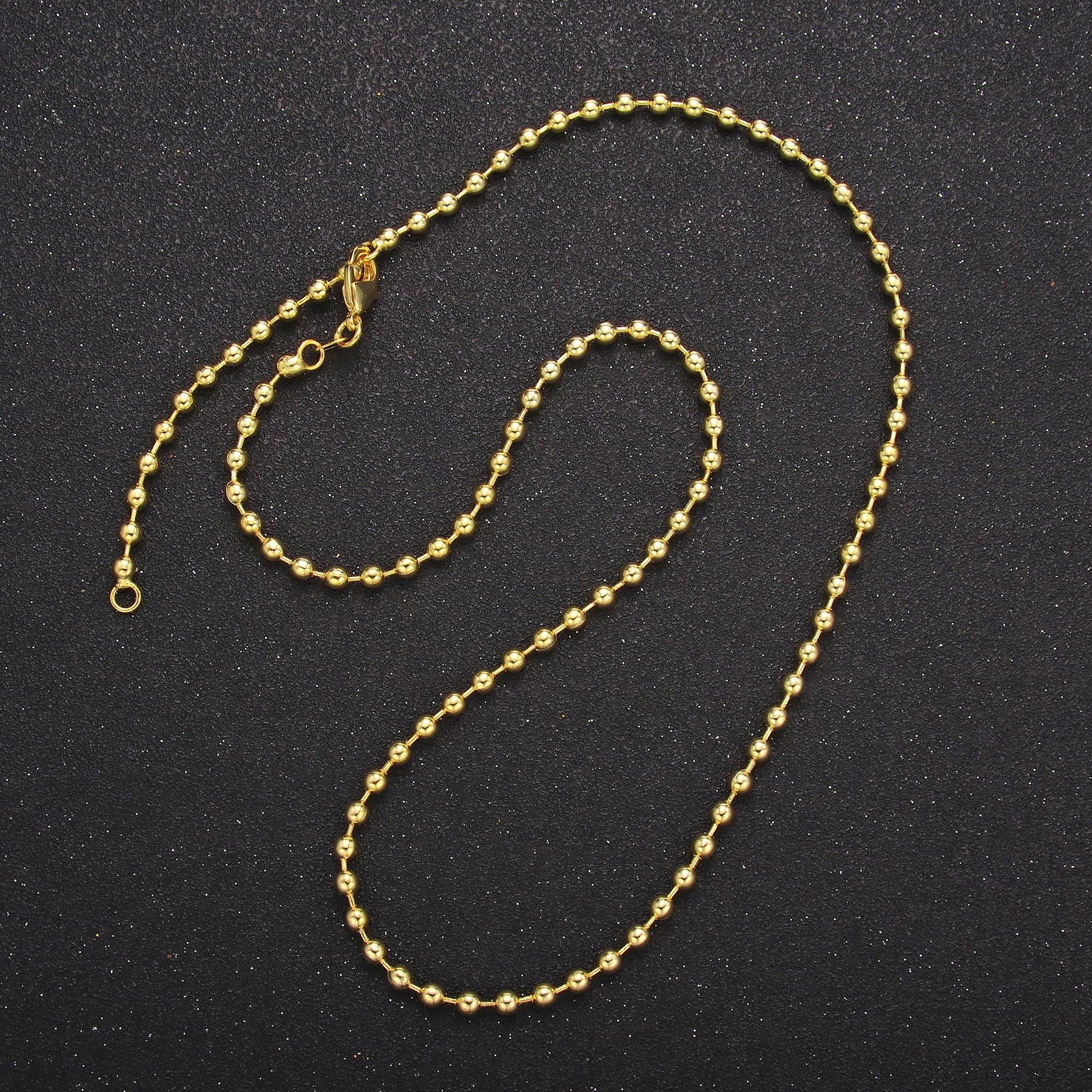 14k gold filled 3.1mm round bead 20 inch chain necklace in gold Ready to wear necklace for jewelry making supply WA-2741