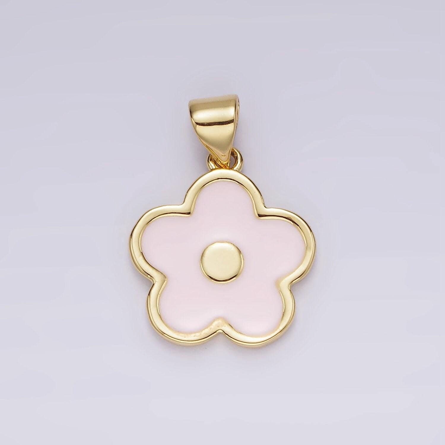 Dainty pink daisy charms kawaii pink enamel flower charms cute baby pink flower charms for bracelet necklace pendant ah078