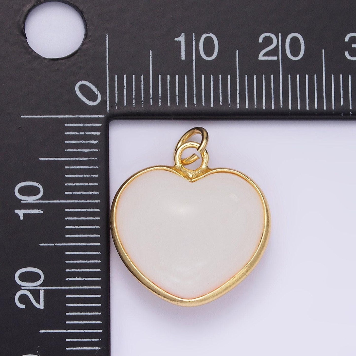 Dainty pearl gold filled heart bezel round pendant charm | d-582