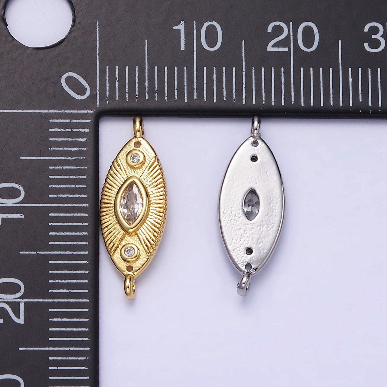 24k gold filled dainty simple evil eye charm micro pave cubic zirconia cz stones for bracelet necklace jewelry finding | f041 d438