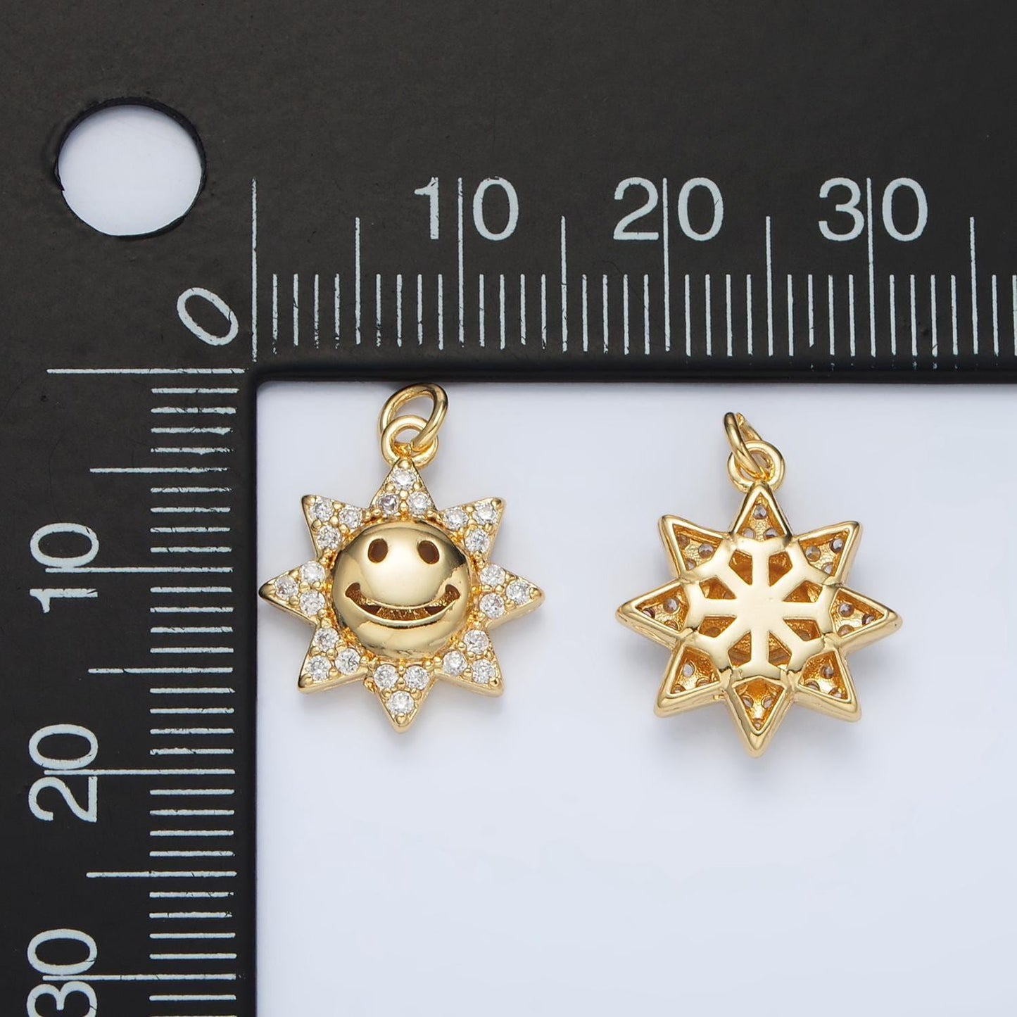 Gold sun charm 24k gold filled sun pendant happy face charm for bracelet necklace for diy jewelry making supply ac105