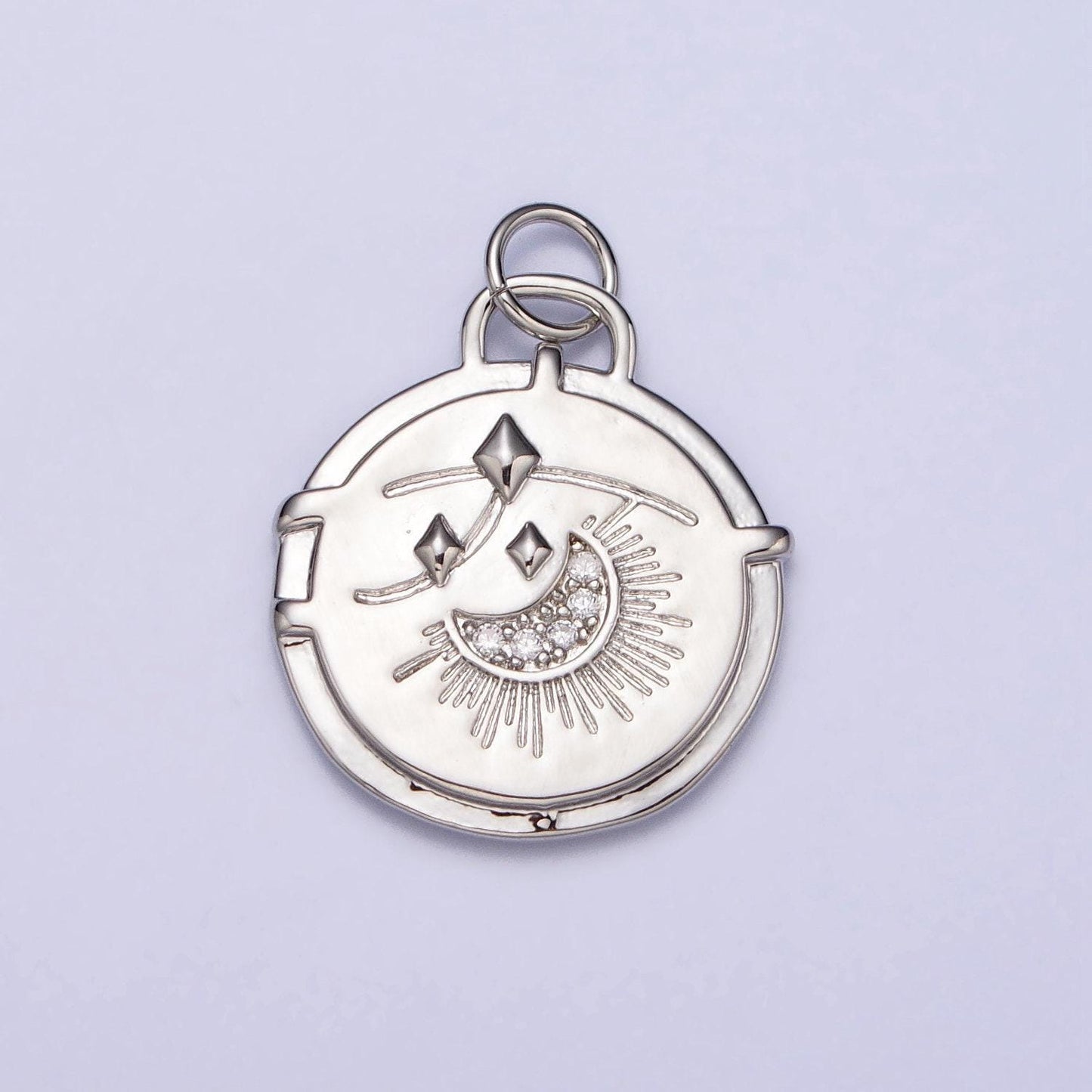 Gold celestial cubic crescent moon charm silver celestial charm pendant gold cz charm pendant, cubic zirconia dainty moon necklace charm