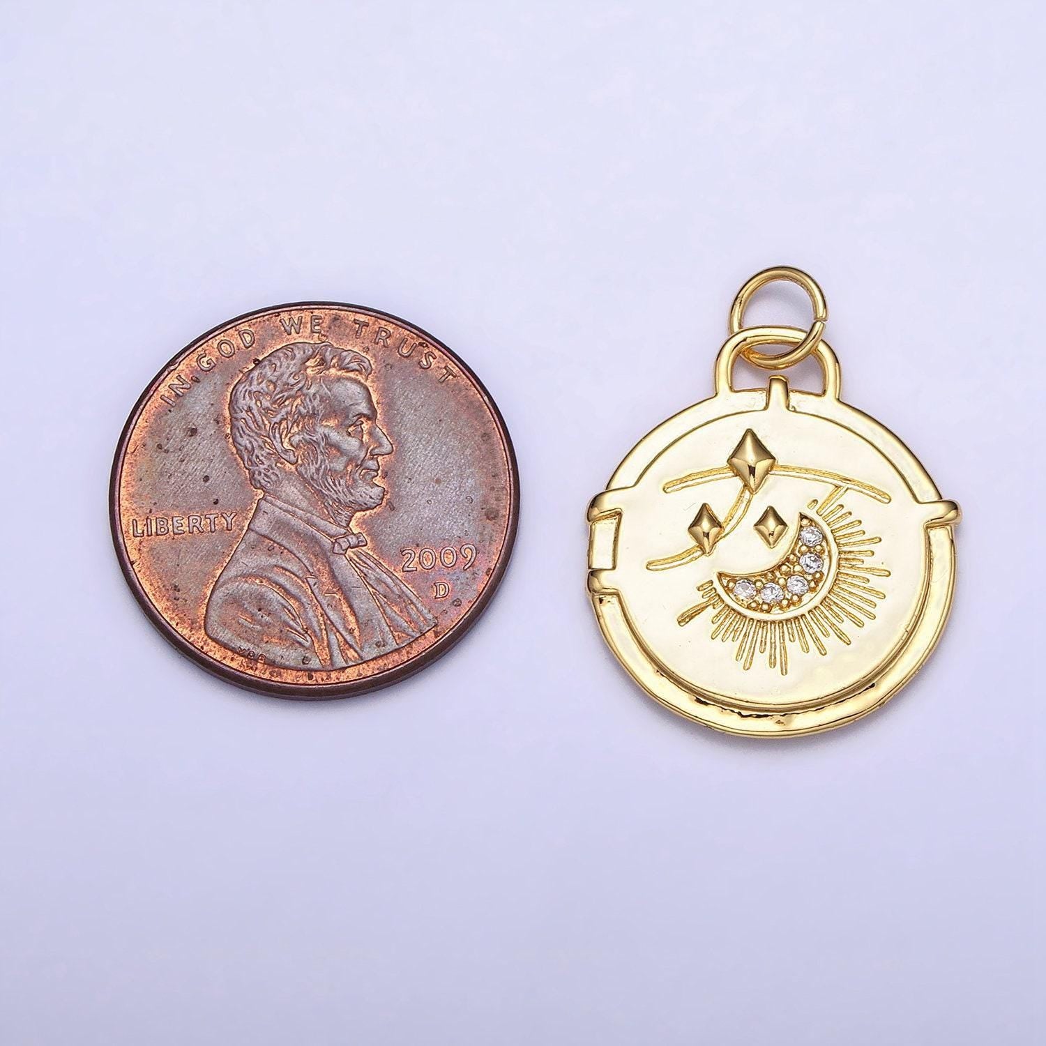 Gold celestial cubic crescent moon charm silver celestial charm pendant gold cz charm pendant, cubic zirconia dainty moon necklace charm