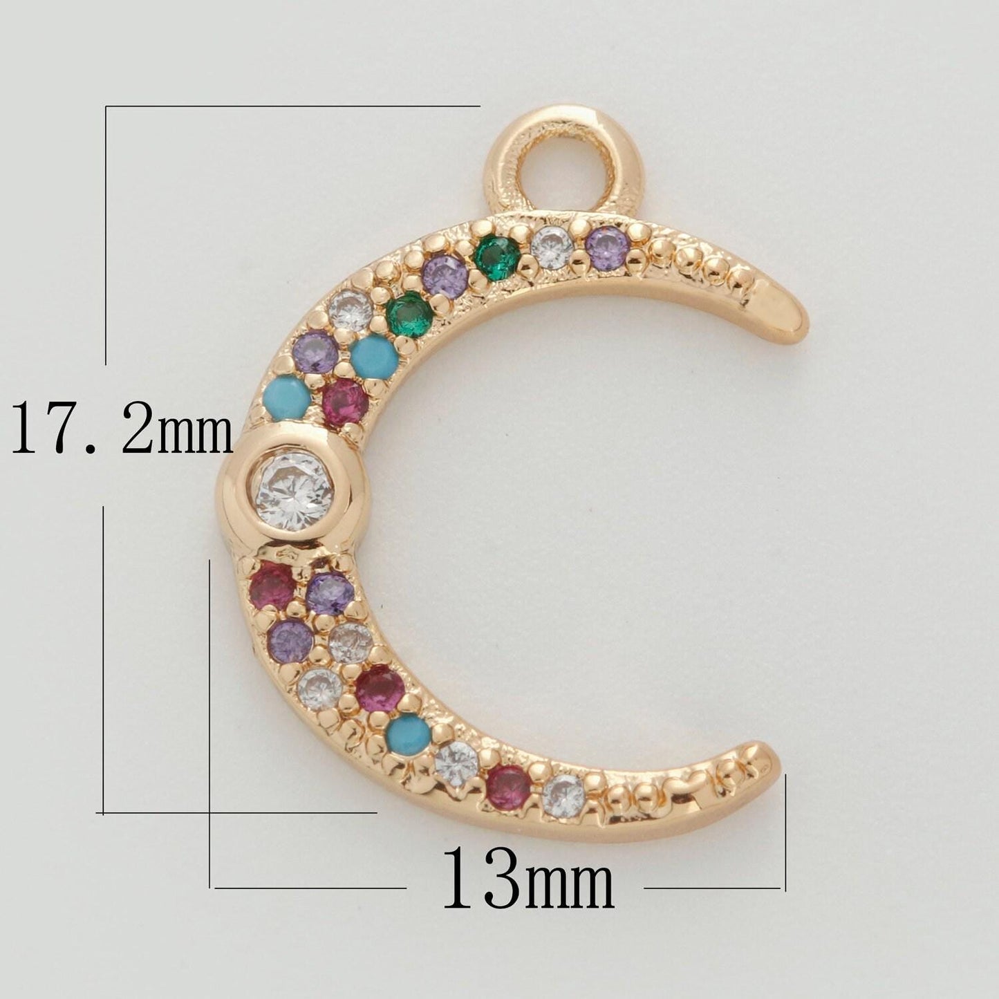 Dainty crescent moon charm celstial jewelry micro pave moon shape curve gold pendant for necklace earring bracelet supply