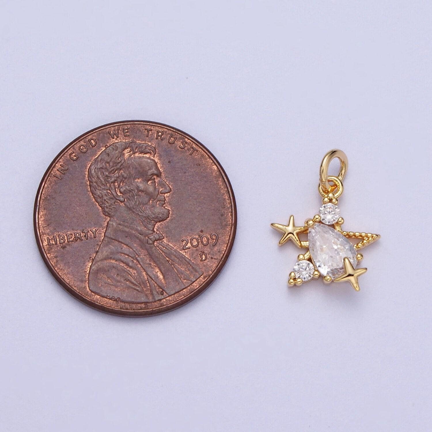 Tiny gold cz diamonds moon and star pendant, 16k gold filled clear micro paved cz moon stars beaded celestial charm |*y-449
