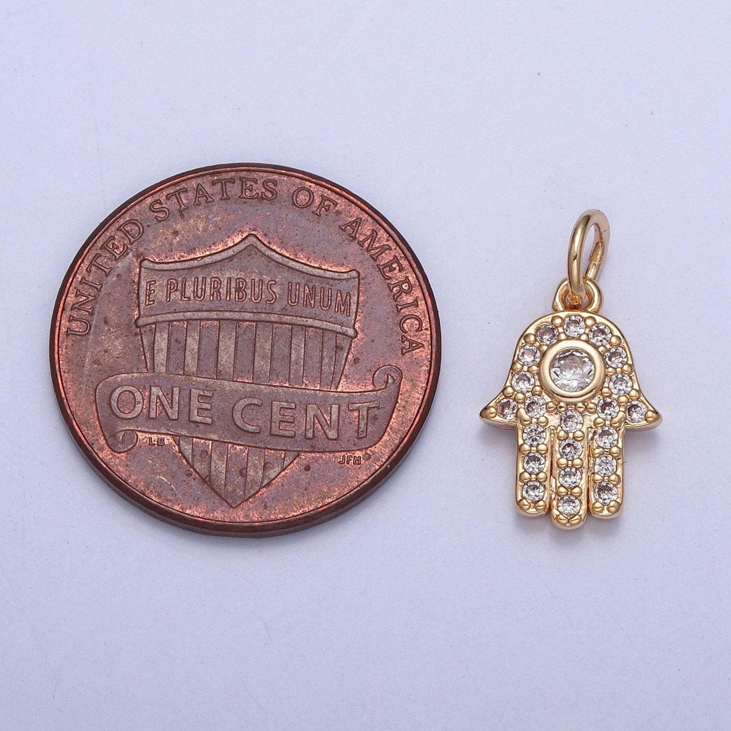 16k gold plated minimalistic hamsa hand charm micro pave cz pendant | diy pendant piece for necklace bracelet | x-230