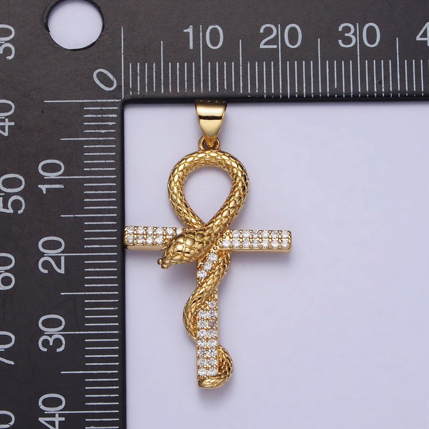 18k gold filled ankh, symbol of life, egyptian pantheon, crux ansata, cubic serpent necklace pendant charm gold snake cross pendant aa392