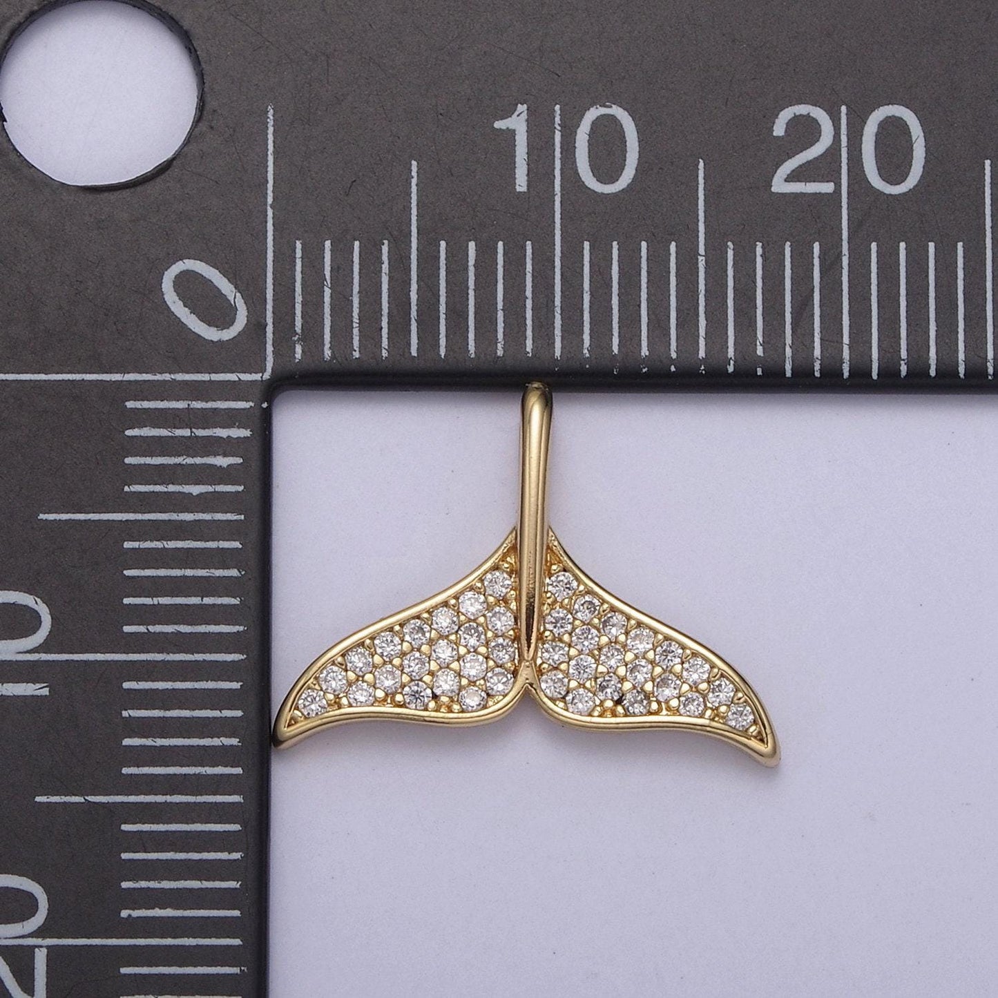 18k gold filled whale tail charms, micro pave mermaid tail charm, animal charms, dolphin tail pendants for bracelet necklace n-706