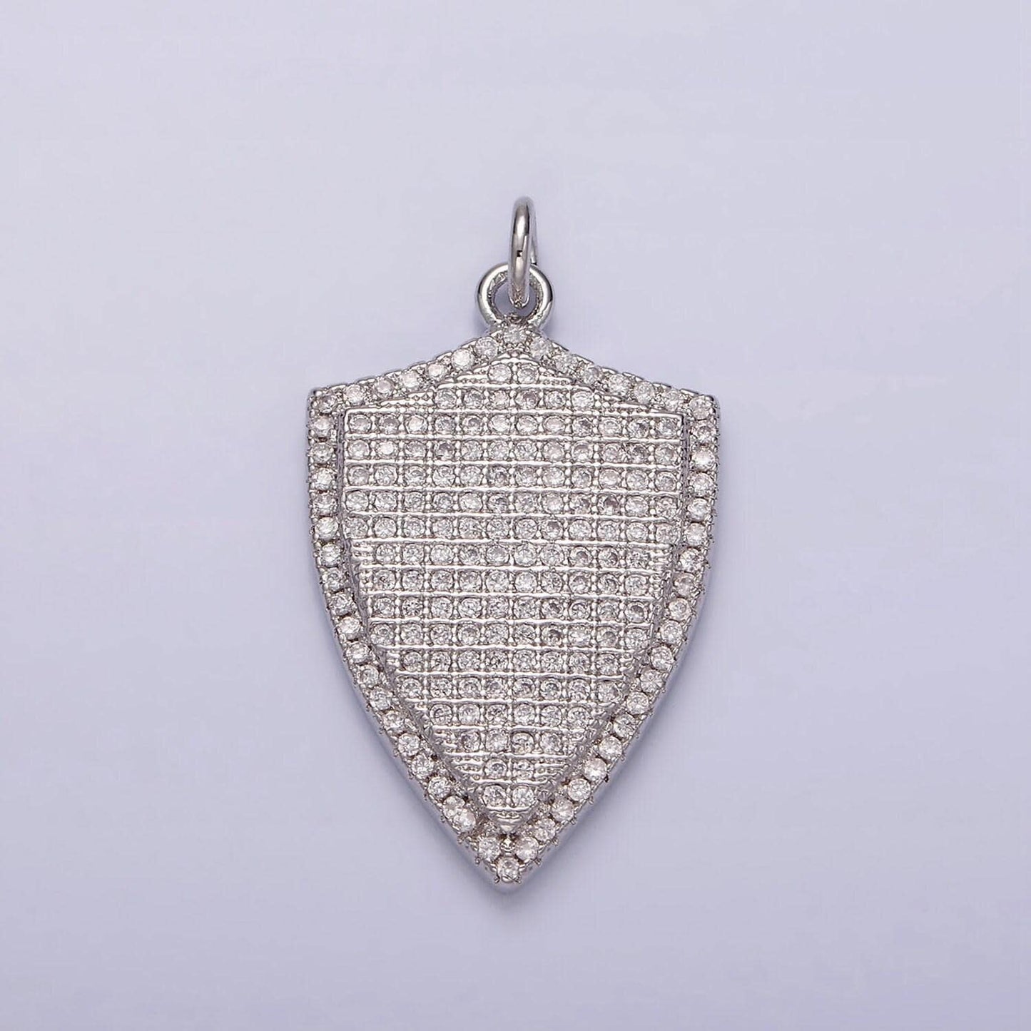 14k gold filled 30mm micro paved cz shield charm in silver, gold, black | n1132 - n1134