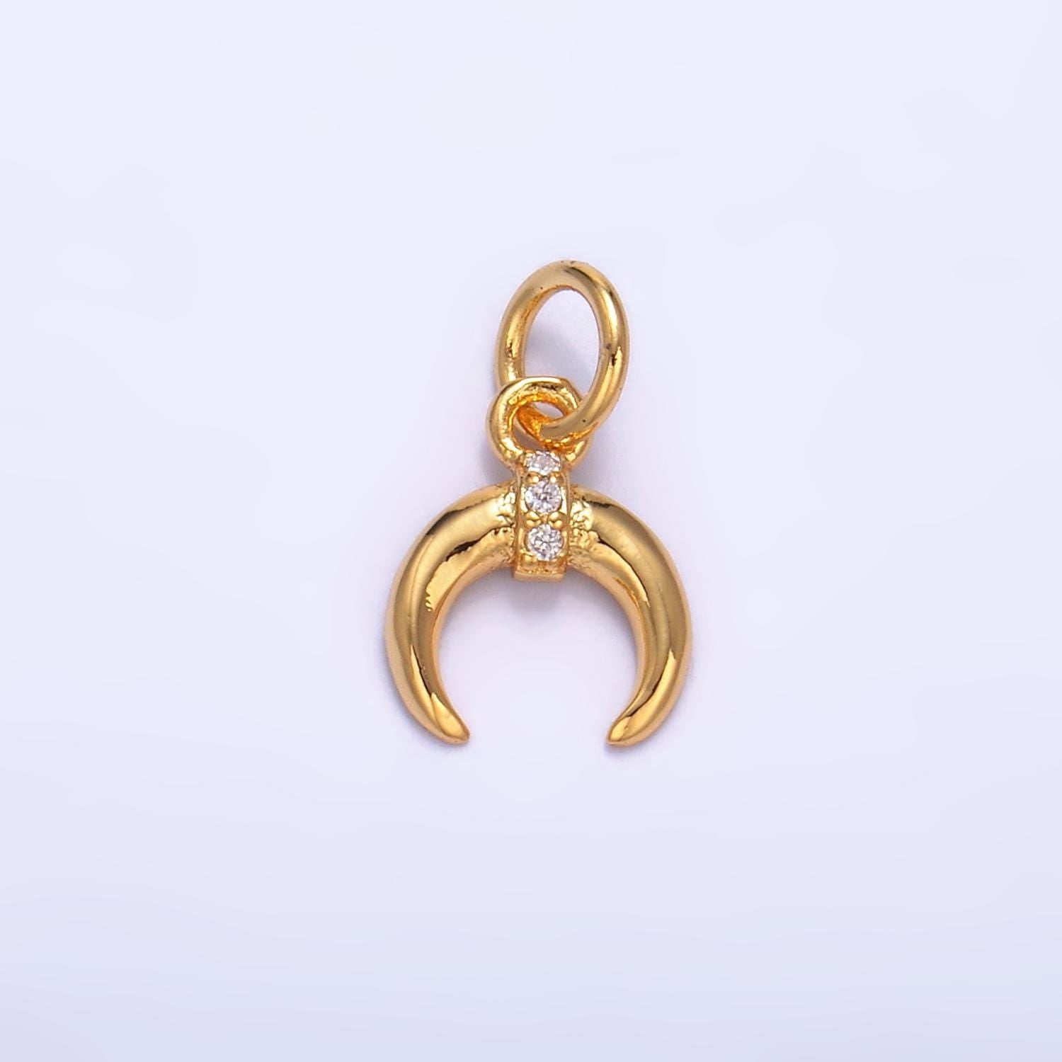 Tiny crescent moon mini horn charm upside down tusk moon bohemian boho c shape curve in gold filled w319