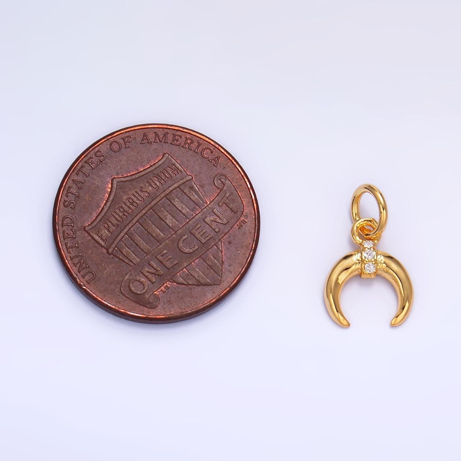 Tiny crescent moon mini horn charm upside down tusk moon bohemian boho c shape curve in gold filled w319
