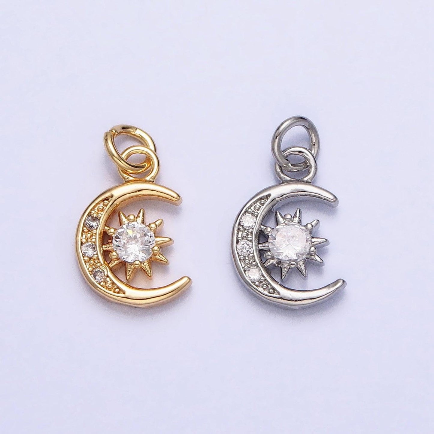 Mini moon charm, micro pave cz small crescent moon charms, dainty pave moon charm, dangle charms for jewelry supply ac1042