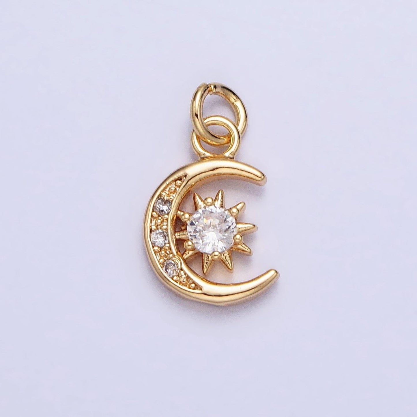 Mini moon charm, micro pave cz small crescent moon charms, dainty pave moon charm, dangle charms for jewelry supply ac1042