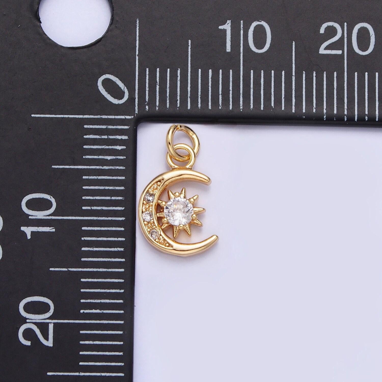 Mini moon charm, micro pave cz small crescent moon charms, dainty pave moon charm, dangle charms for jewelry supply ac1042