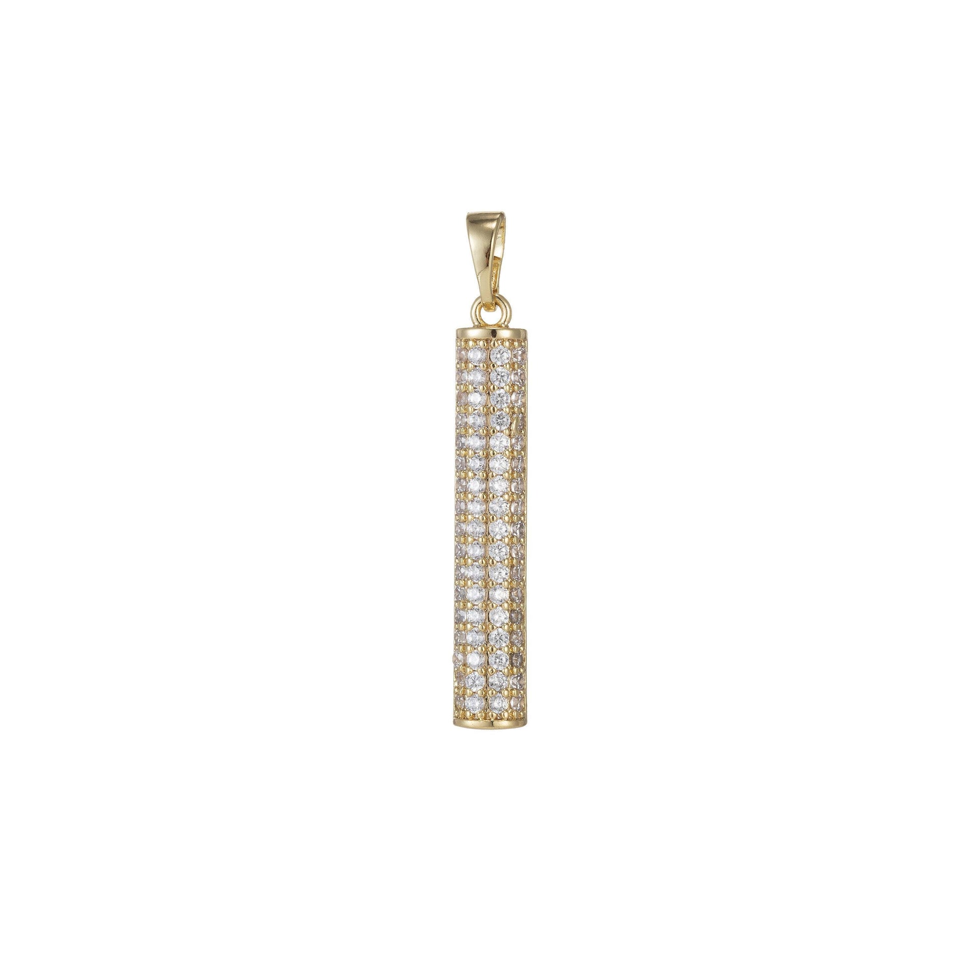 1pc 14k gold filled micro pave cubic zirconia bar pendant charm, micro pave cz pendant charm, gold filled pendant, for diy jewelry