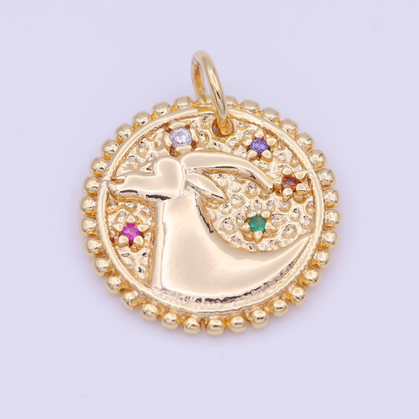 New design 14k gold filled double sided zodiac charm horoscope astrology personalized coin charm cz round disc pendant| a1803-1808