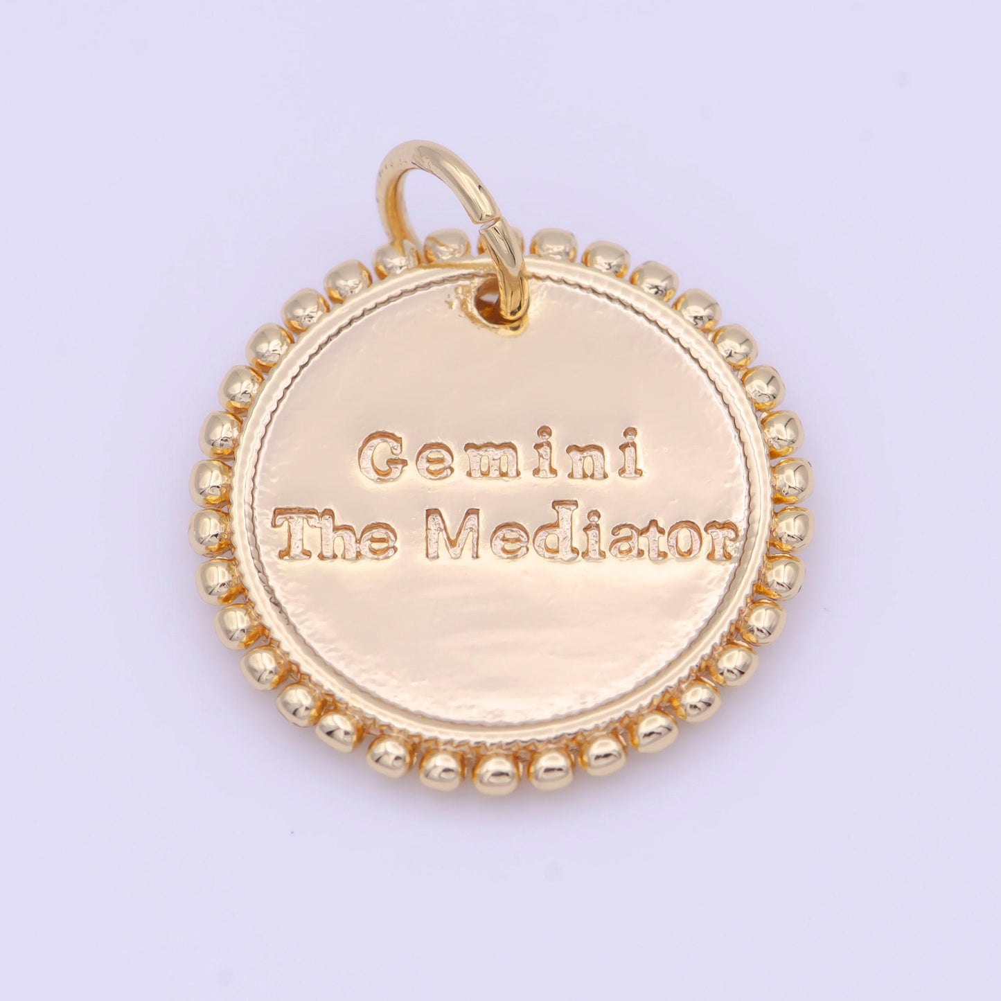 New design 14k gold filled double sided zodiac charm horoscope astrology personalized coin charm cz round disc pendant| a1803-1808