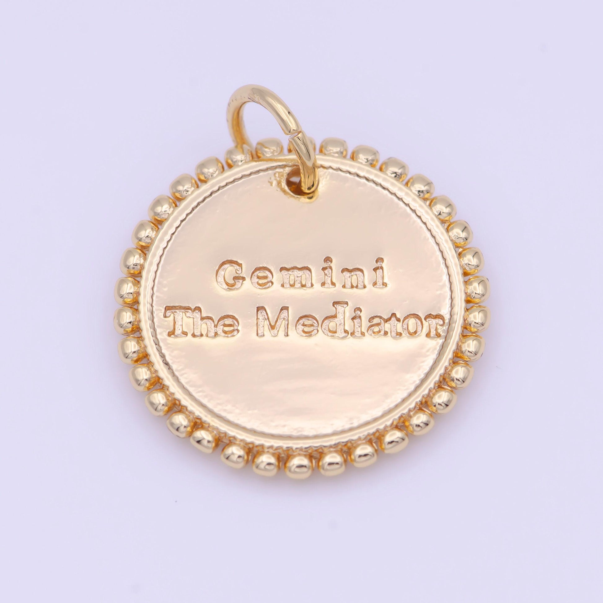 New design 14k gold filled double sided zodiac charm horoscope astrology personalized coin charm cz round disc pendant| a1803-1808