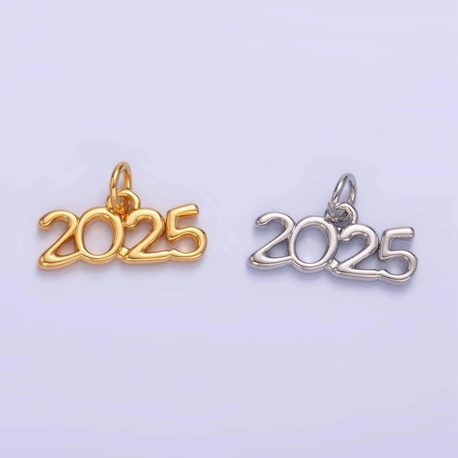 Dainty gold filled 2025 year silver number charms pendant diy jewelry making charm for new years eve gift jewelry graduation cap tassel