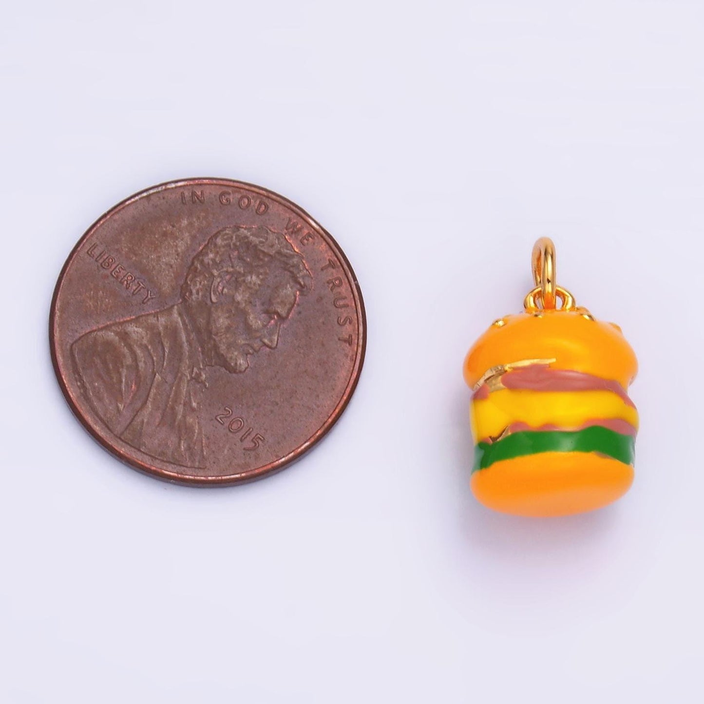 3d cute mini burger charm cheese burger enamel charm for bracelet earring necklace junk food jewelry inspired supply | w343