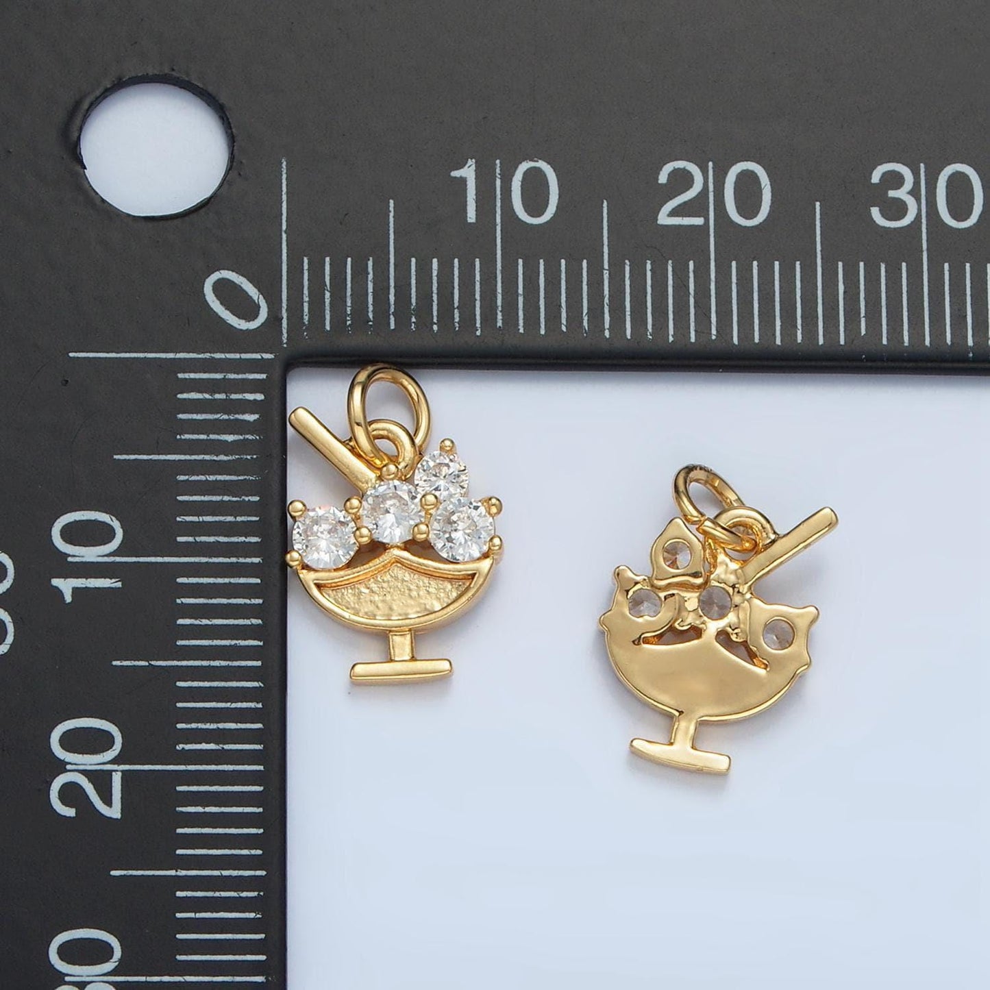 Mini 14k gold filled micro pave cz ice cream pendant charm, sundae ice cream pendant charm, desert pendant, for diy jewelry making n1479