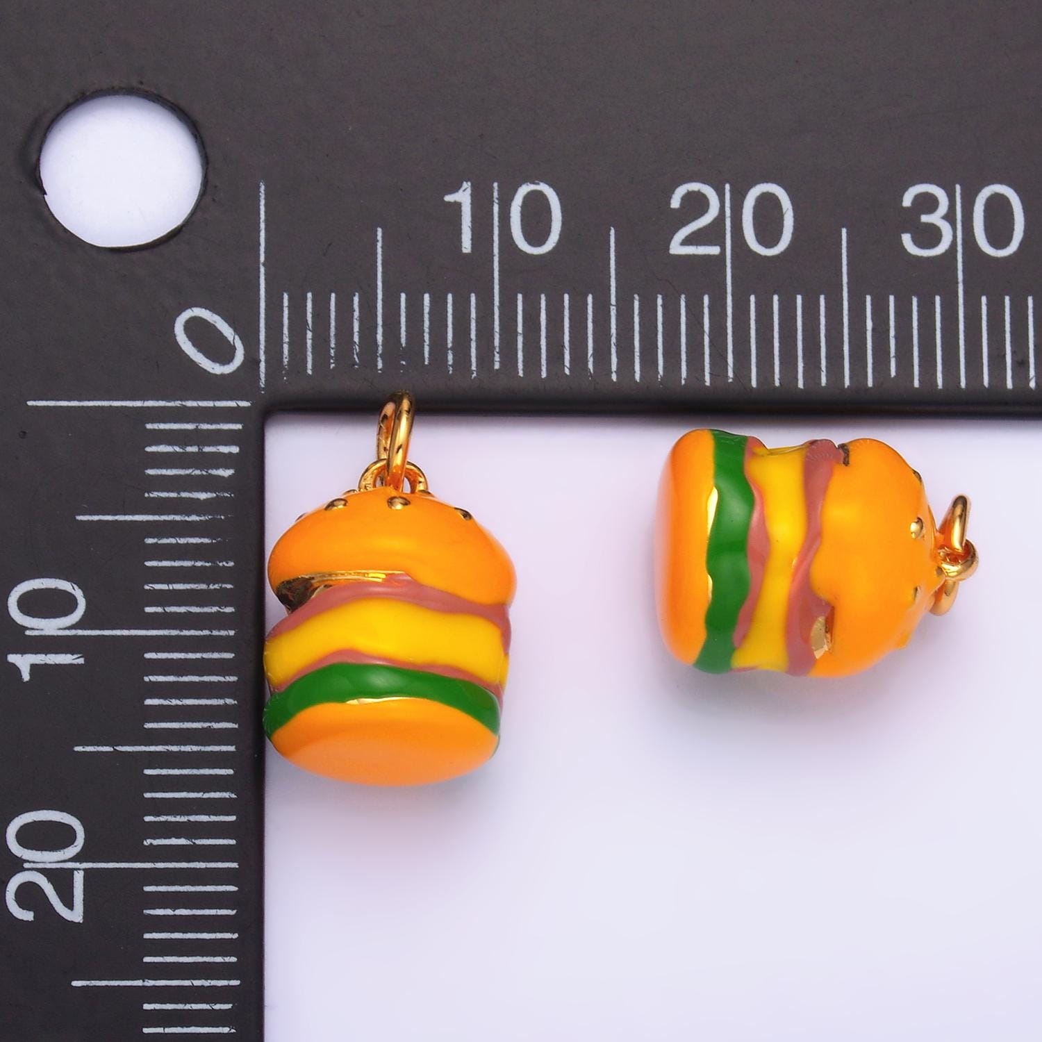3d cute mini burger charm cheese burger enamel charm for bracelet earring necklace junk food jewelry inspired supply | w343